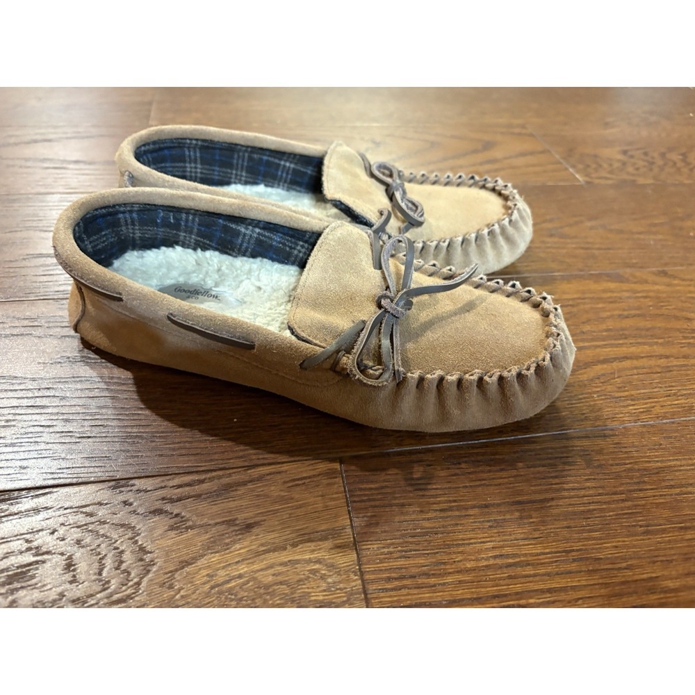 Goodfellow & Co Mens Topher Moccasin Slippers Chestnut Brown 7